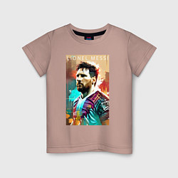 Футболка хлопковая детская Lionel Messi - football - striker, цвет: пыльно-розовый