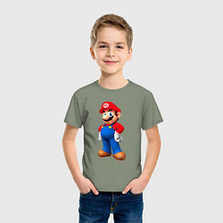 Футболка хлопковая детская Марио стоит, цвет: авокадо — фото 2