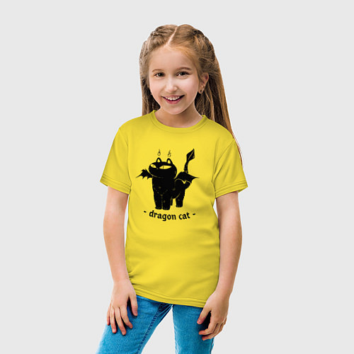 Детская футболка Black dragon cat / Желтый – фото 4