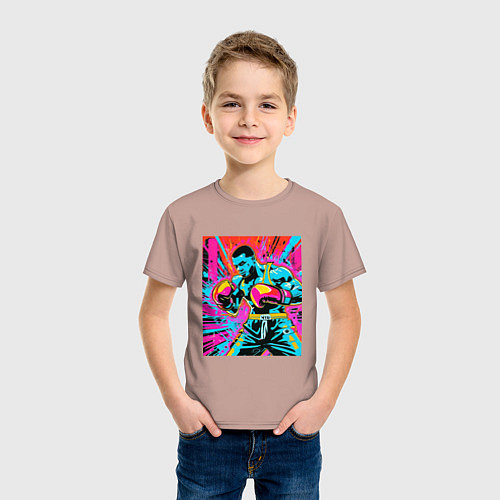 Детская футболка Боксерский поединок / Пыльно-розовый – фото 3