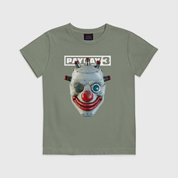 Футболка хлопковая детская Маска коулрофобия - Payday 3, цвет: авокадо