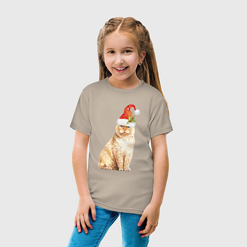 Детская футболка Рыжий пушистый кот / Миндальный – фото 4