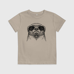 Футболка хлопковая детская Медоед в очках, цвет: миндальный