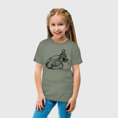 Детская футболка Медоед стильный / Авокадо – фото 4