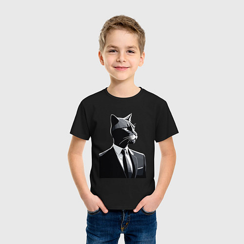 Детская футболка Бизнес-кот / Черный – фото 3