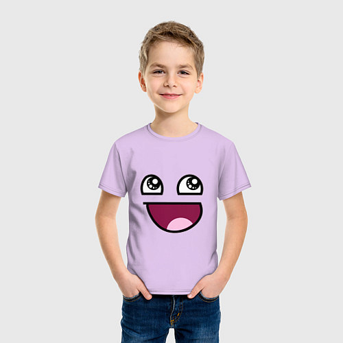 Детская футболка Trollface глаза с улыбкой / Лаванда – фото 3