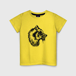 Футболка хлопковая детская Злой черный волк, цвет: желтый
