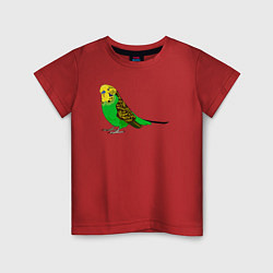 Футболка хлопковая детская Красивый попугайчик, цвет: красный