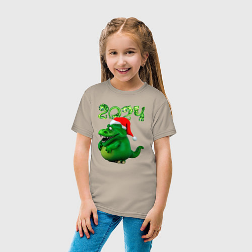 Детская футболка Толстый дракон 2024 / Миндальный – фото 4