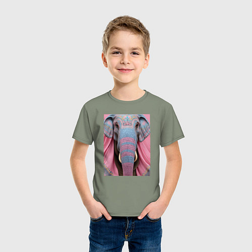 Детская футболка Красочная морда слона индийский стиль / Авокадо – фото 3