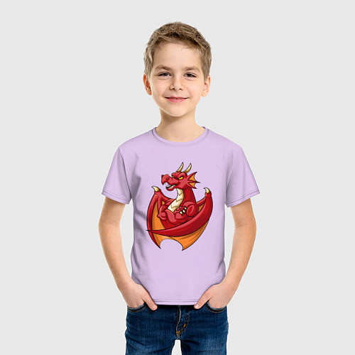 Детская футболка Спортивный дракон / Лаванда – фото 3