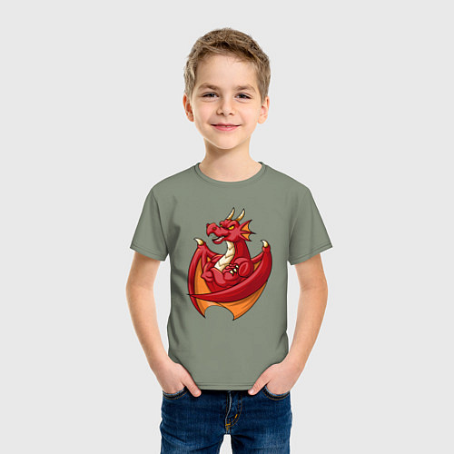 Детская футболка Спортивный дракон / Авокадо – фото 3