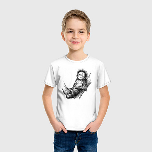 Детская футболка Гиббон малыш на дереве / Белый – фото 3