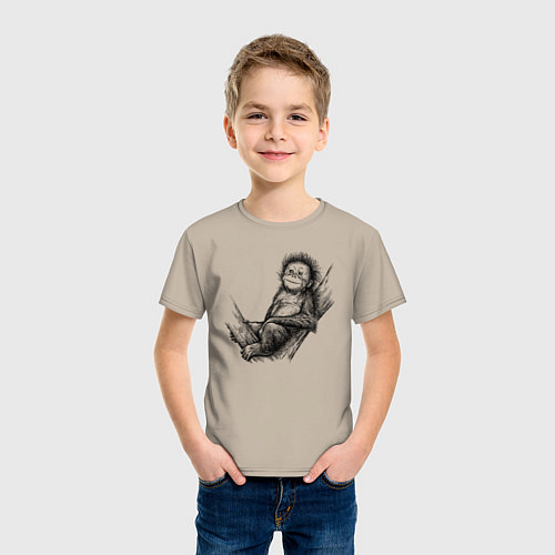 Детская футболка Гиббон малыш на дереве / Миндальный – фото 3