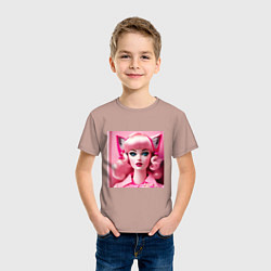 Футболка хлопковая детская Barbie cat, цвет: пыльно-розовый — фото 2