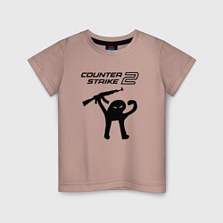 Футболка хлопковая детская Counter strike 2 мем, цвет: пыльно-розовый