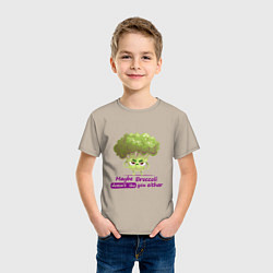 Футболка хлопковая детская Брокколи которая всех ненавидит, цвет: миндальный — фото 2