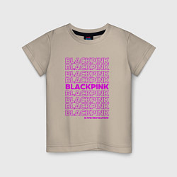 Футболка хлопковая детская Blackpink kpop - музыкальная группа из Кореи, цвет: миндальный