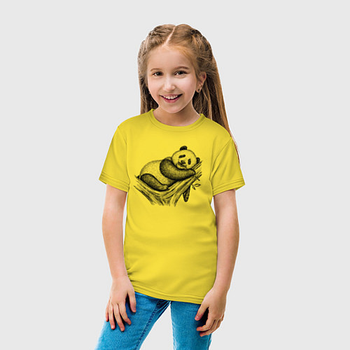 Детская футболка Панда жует бамбук / Желтый – фото 4