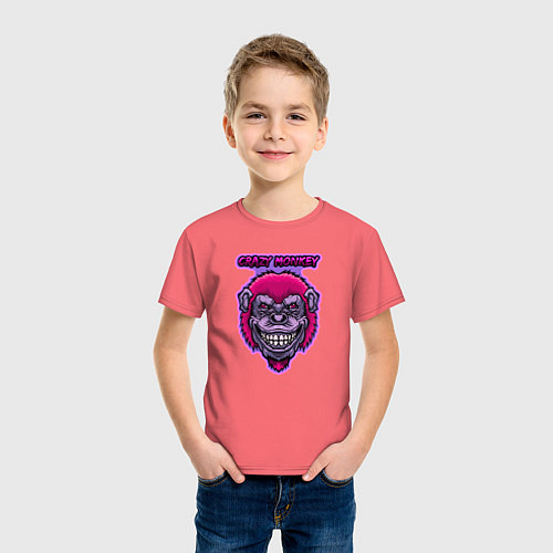 Детская футболка Purple crazy monkey / Коралловый – фото 3