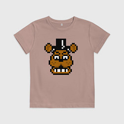 Футболка хлопковая детская Фредди пиксельный, цвет: пыльно-розовый