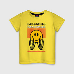 Футболка хлопковая детская Fake smile quote, цвет: желтый