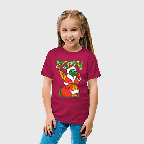 Детская футболка Дракон дед Мороз / Маджента – фото 4