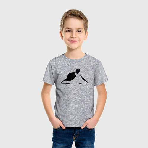 Детская футболка Пингвин едет трафарет / Меланж – фото 3