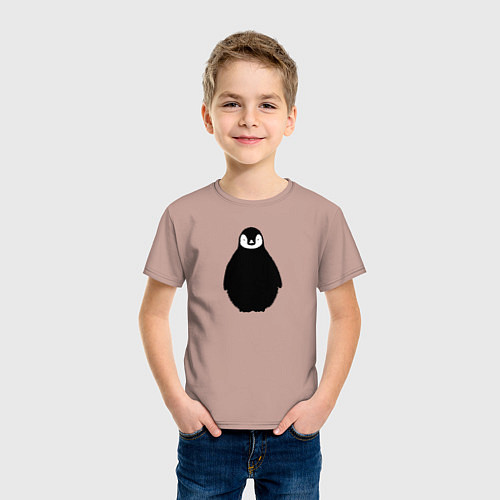 Детская футболка Пингвин мылыш трафарет / Пыльно-розовый – фото 3