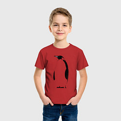 Футболка хлопковая детская Пингвин стоит трафарет, цвет: красный — фото 2