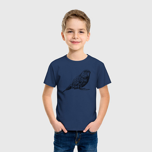 Детская футболка Любопытный попугай / Тёмно-синий – фото 3