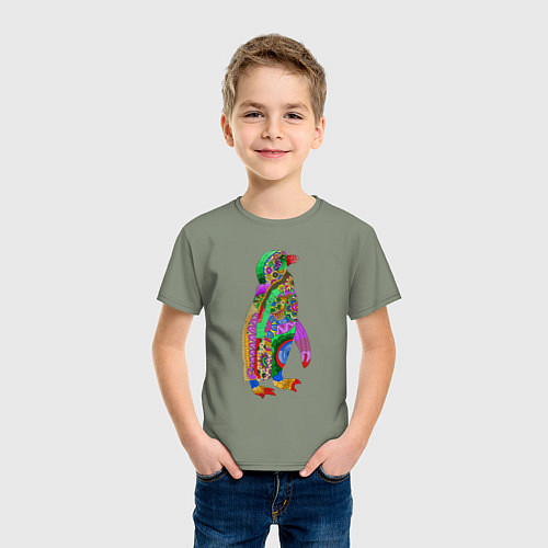 Детская футболка Разноцветный пингвин / Авокадо – фото 3