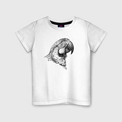Футболка хлопковая детская Голова попугая ара, цвет: белый