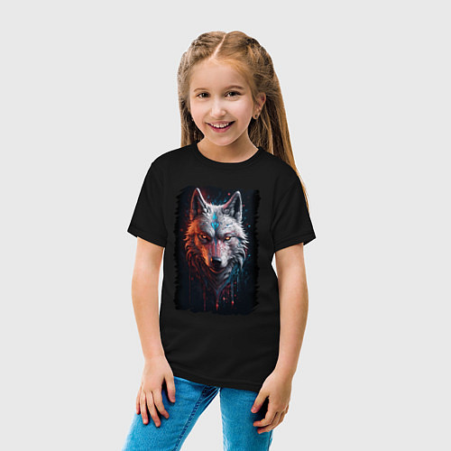 Детская футболка Психоделический волк / Черный – фото 4