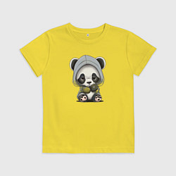 Футболка хлопковая детская Грустная панда, цвет: желтый