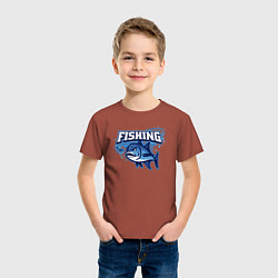 Футболка хлопковая детская Fishing style, цвет: кирпичный — фото 2