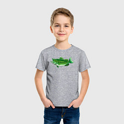 Футболка хлопковая детская Зелёная рыбка, цвет: меланж — фото 2