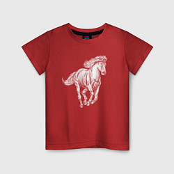Футболка хлопковая детская Белая лошадь скачет, цвет: красный