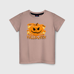 Футболка хлопковая детская Orange holiday halloween, цвет: пыльно-розовый