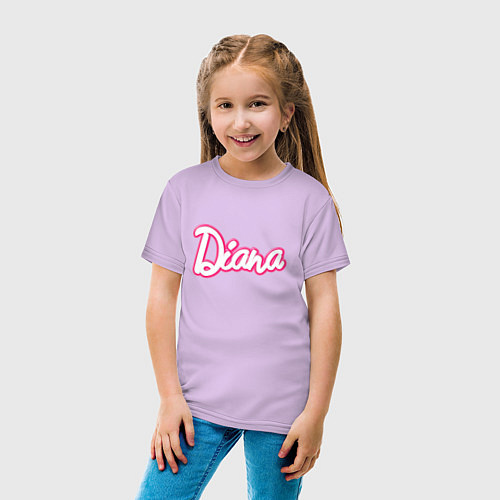 Детская футболка Диана в стиле барби - объемный шрифт / Лаванда – фото 4