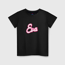 Футболка хлопковая детская Ева в стиле барби - объемный шрифт, цвет: черный