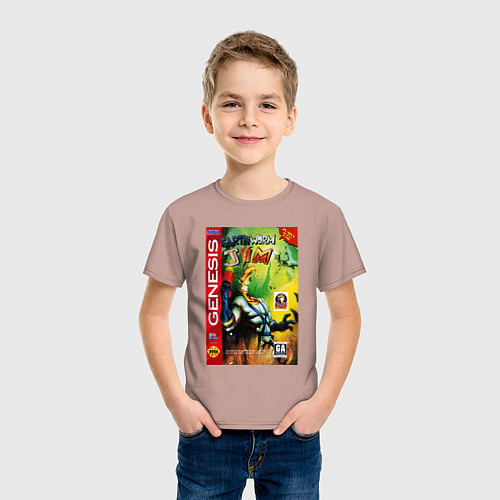 Детская футболка Earth worm jim cover / Пыльно-розовый – фото 3