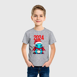 Футболка хлопковая детская Милый дракончик 2024, цвет: меланж — фото 2