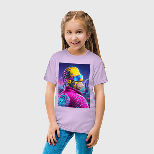 Детская футболка Профиль Гомера Симпсона - нейросеть / Лаванда – фото 4