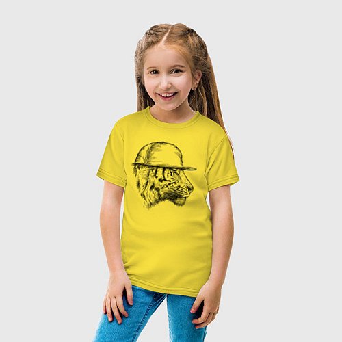 Детская футболка Профиль тигра репера / Желтый – фото 4