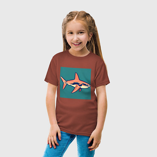 Детская футболка Акула арт / Кирпичный – фото 4