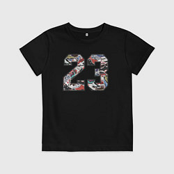 Футболка хлопковая детская Джордан 23, цвет: черный