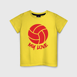 Футболка хлопковая детская Volleyball my love, цвет: желтый