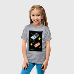 Футболка хлопковая детская Gameboy and joystick, цвет: меланж — фото 2