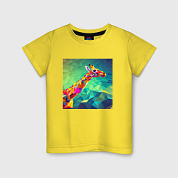 Футболка хлопковая детская Жираф кубизм, цвет: желтый